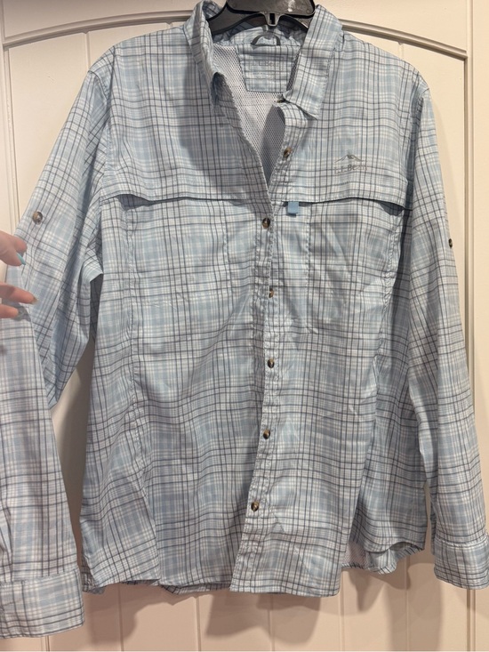 L.L. Bean Other - L.L.Bean Men’s XL Vented Fishing Shirt Light Blue Plaid Button Up